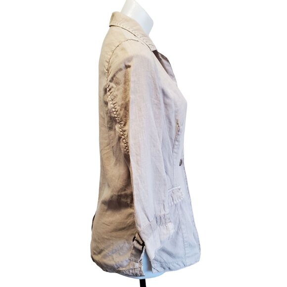 Anthropology Marrakech Beige Linen Chic Jacket Blazer 3/4 Sleeves Size Small - Picture 2 of 9